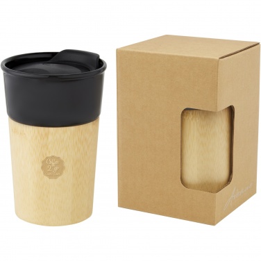 Logotrade Firmengeschenke das Foto: Pereira 320 ml Porzellanbecher mit Außenseite aus Bambus
