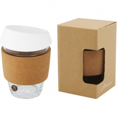 Logotrade Geschäftsgeschenke das Foto: Lidan 360 ml Becher aus Borosilikatglas mit Silikondeckel