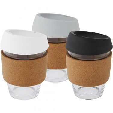 Logotrade Werbeartikel das Foto: Lidan 360 ml Becher aus Borosilikatglas mit Silikondeckel