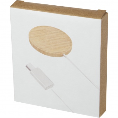 Logotrade Geschäftsgeschenke das Foto: Atra 10 W magnetisches kabelloses Bambus Ladepad