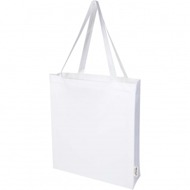 Logotrade Werbegeschenke das Foto: Madras 140 g/m² Baumwoll Tragetasche mit Seitenfalten aus GRS recycelter Baumwolle