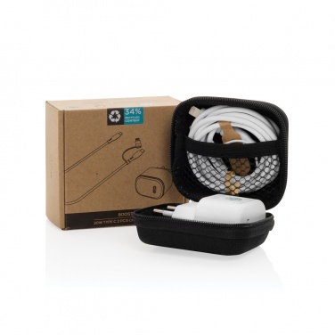 Logotrade Werbeartikel das Foto: Boost 2-tlg. 20W Type-C Ladeset aus RCS recyceltem PET