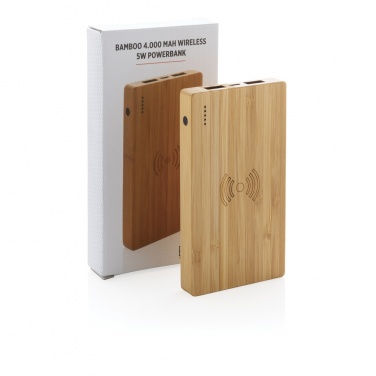 Logotrade werbemittel das Foto: Bambus 4.000 mAh Wireless 5W Powerbank