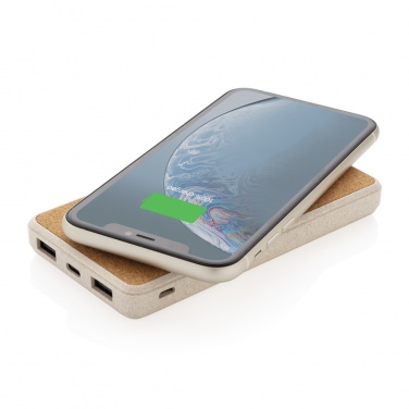 Logotrade Firmengeschenke das Foto: Kork und Weizen 8.000 mAh Wireless Powerbank