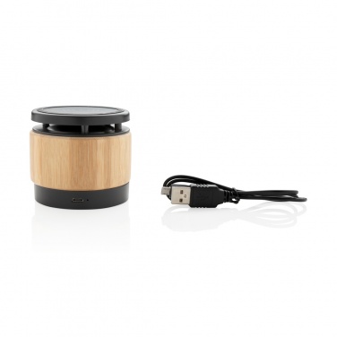 Logotrade werbemittel das Foto: Bambus Wireless Charger und Lautsprecher