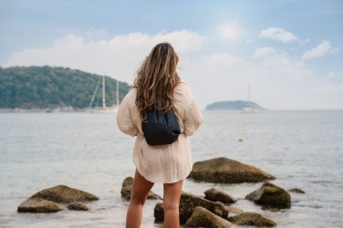 Logotrade Werbegeschenke das Foto: Impact AWARE™ Rucksack aus recyceltem Denim mit Kordelzug