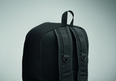 Logotrade Firmengeschenke das Foto: Ein 15-Zoll-Laptop-Rucksack aus recycelter Pre-Consumer-Baumwolle mit individuell anpassbarem Druck