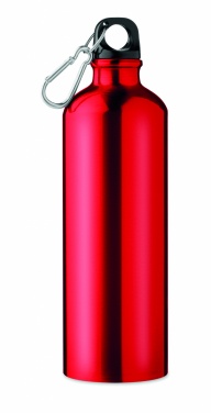 Logotrade Firmengeschenke das Foto: Einwandige 750-ml-Aluminiumflasche mit Karabiner und individuell anpassbarem Druck