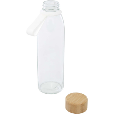 Logotrade Firmengeschenke das Foto: Porto 500 ml Glas-Flasche mit Silikongriff und Bambusdeckel