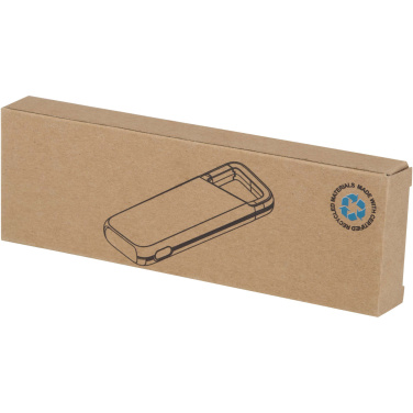 Logotrade werbemittel das Foto: Alkes 12 W 5.000 mAh wasserfeste Powerbank aus recyceltem Kunststoff mit Karabinerhaken