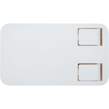 Logotrade Logogeschenke das Foto: Alfirk Klappbare Smartphonehalterung  aus recyceltem Kunststoff mit Bambusdetails