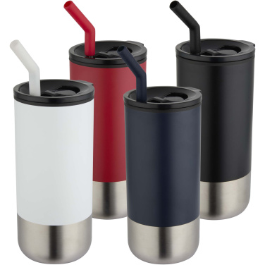 Logotrade Logogeschenke das Foto: Grayson 480 ml RCS recycelter Isolierbecher mit Trinkhalm