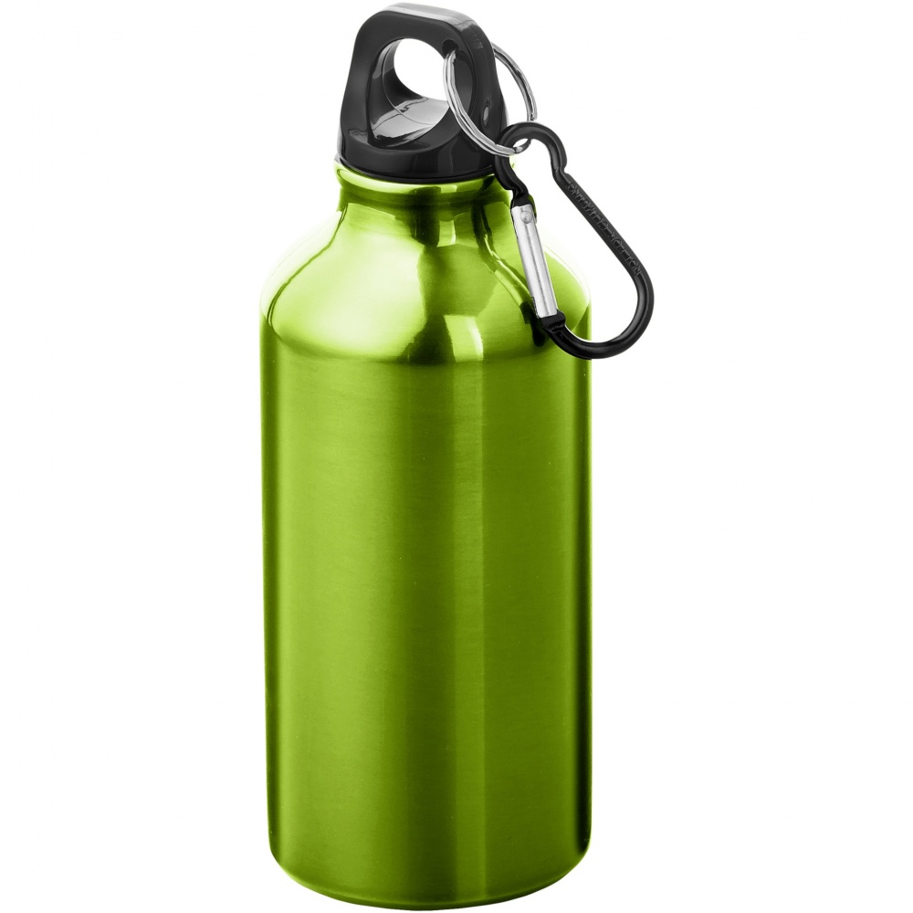 Logotrade advertising product picture of: Oregon 400 ml aluminium water bottle with carabiner
