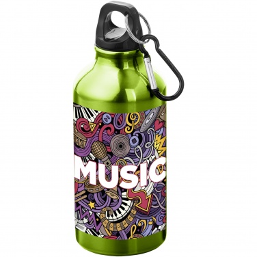 Logo trade promotional merchandise picture of: Oregon 400 ml aluminium water bottle with carabiner