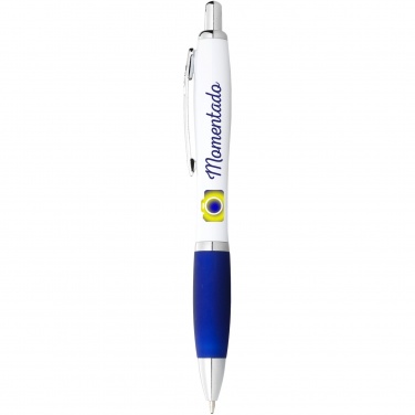 Logotrade promotional giveaway image of: Nash ballpoint pen white barrel and coloured grip