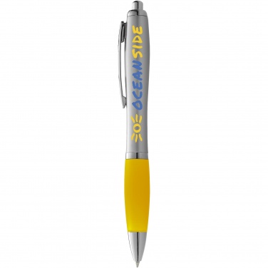 Logo trade promotional item photo of: Nash ballpoint pen silver barrel and coloured grip
