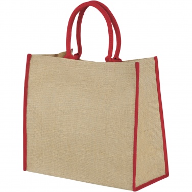 Logo trade business gifts image of: Harry coloured edge jute tote bag 25L