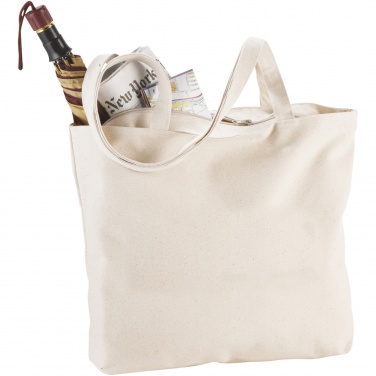 Logotrade promotional item picture of: Ningbo 320 g/m² zippered cotton tote bag 15L