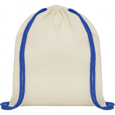 Logotrade promotional item image of: Oregon 100 g/m² cotton drawstring bag with coloured cords 5L