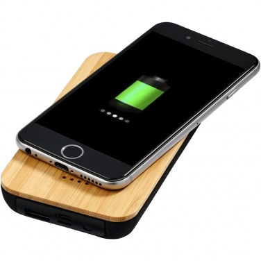 Logo trade promotional gifts image of: Future 6000 mAh bamboo/fabric wireless power bank