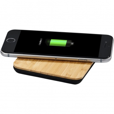 Logo trade promotional gifts image of: Leaf 5W bamboo and fabric wireless charging pad