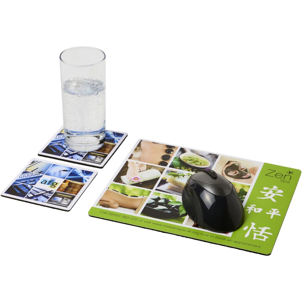Logo trade promotional merchandise photo of: Q-Mat® mouse mat and coaster set combo 3