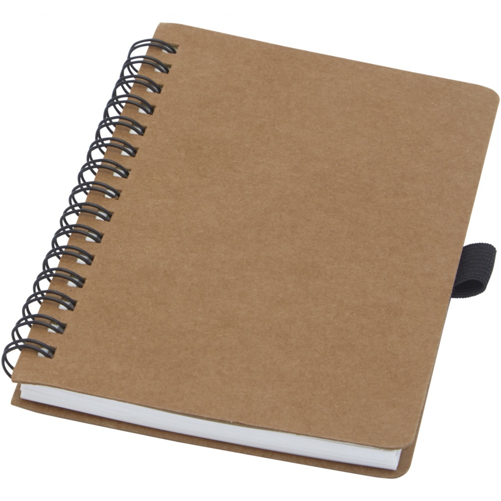 Logo trade promotional gift photo of: Cobble A6 wire-o recycled cardboard notebook with stone paper