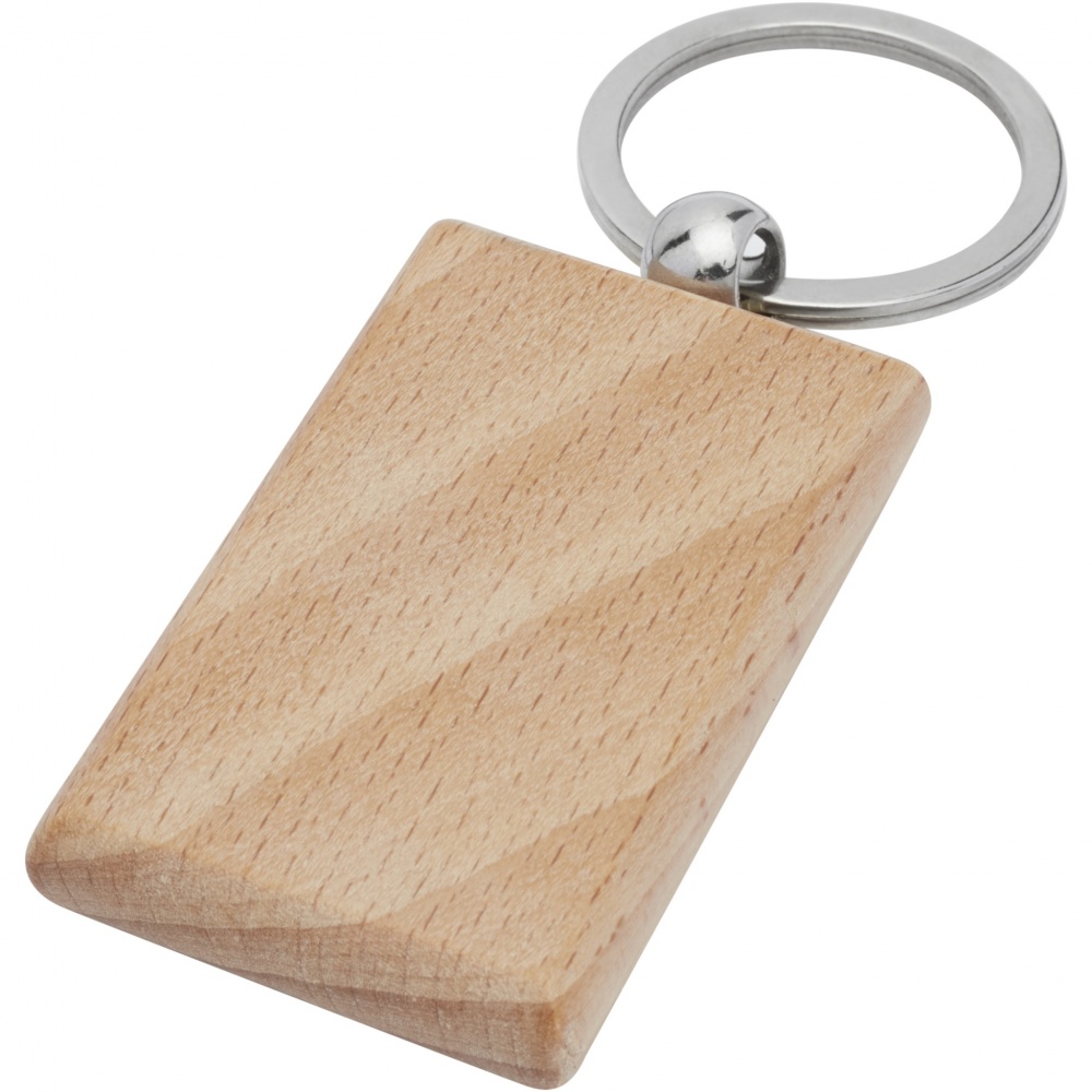 Logo trade promotional merchandise picture of: Gian beech wood rectangular keychain