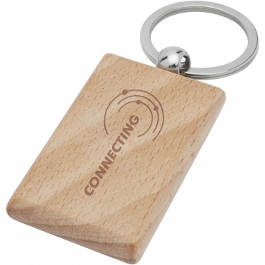 Logo trade promotional giveaways image of: Gian beech wood rectangular keychain