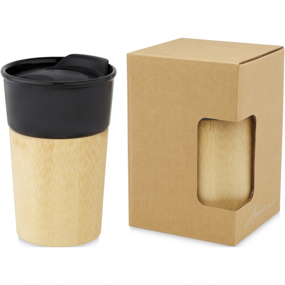 Logo trade promotional product photo of: Pereira 320 ml porcelain mug with bamboo outer wall