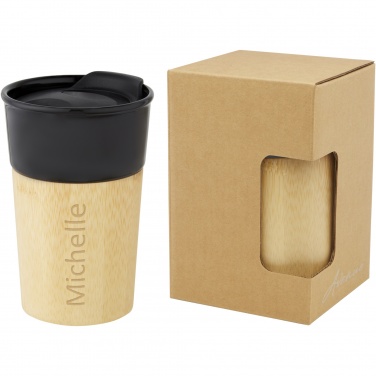 Logo trade corporate gifts picture of: Pereira 320 ml porcelain mug with bamboo outer wall