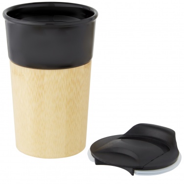 Logo trade promotional item photo of: Pereira 320 ml porcelain mug with bamboo outer wall