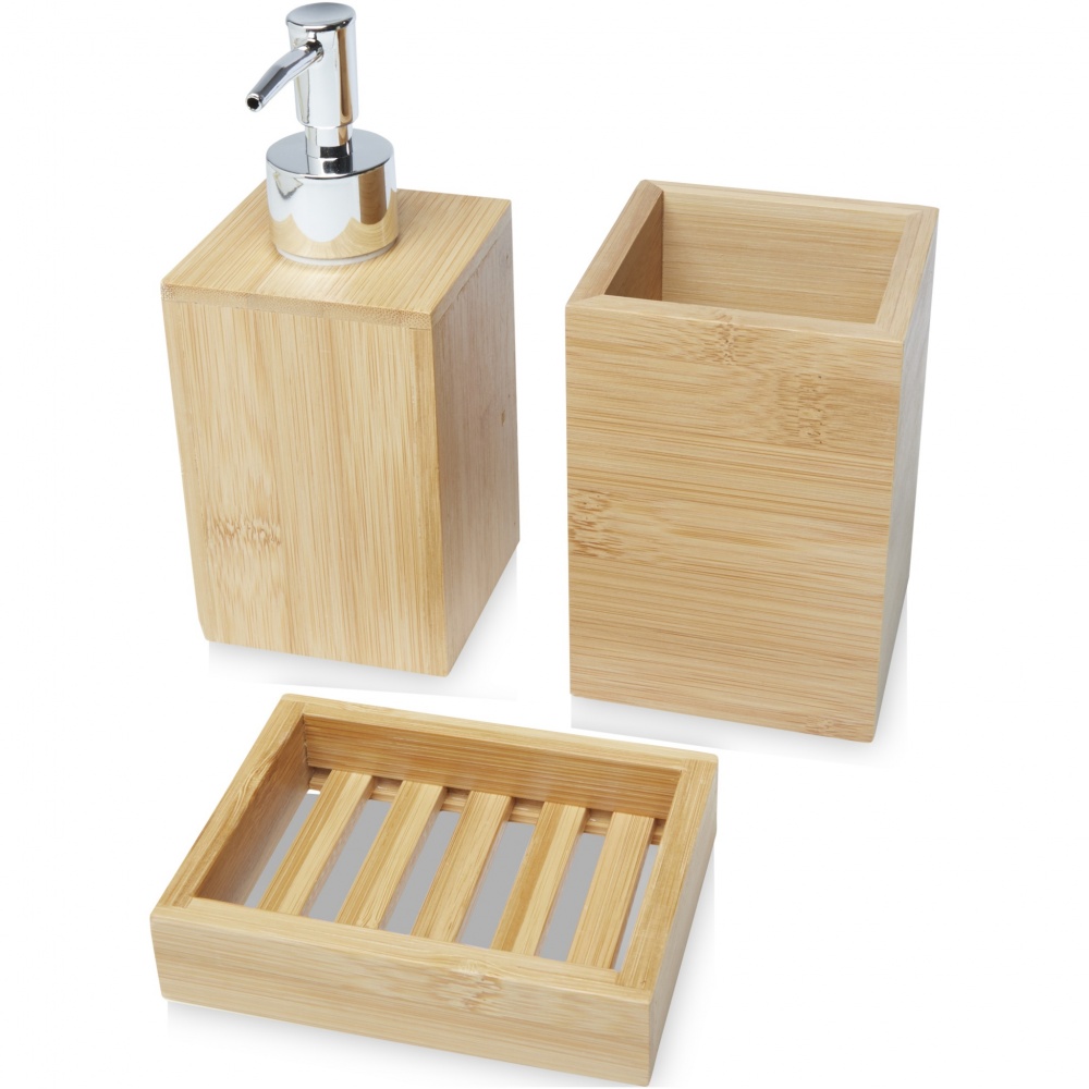 Logo trade promotional merchandise picture of: Hedon 3-piece bamboo bathroom set