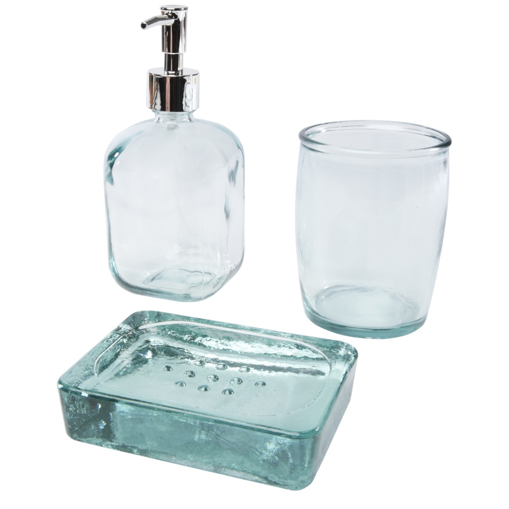 Logo trade advertising product photo of: Jabony 3-piece recycled glass bathroom set