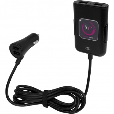 Logo trade advertising products image of: Pilot dual car charger with QC 3.0 dual back seat extended charger