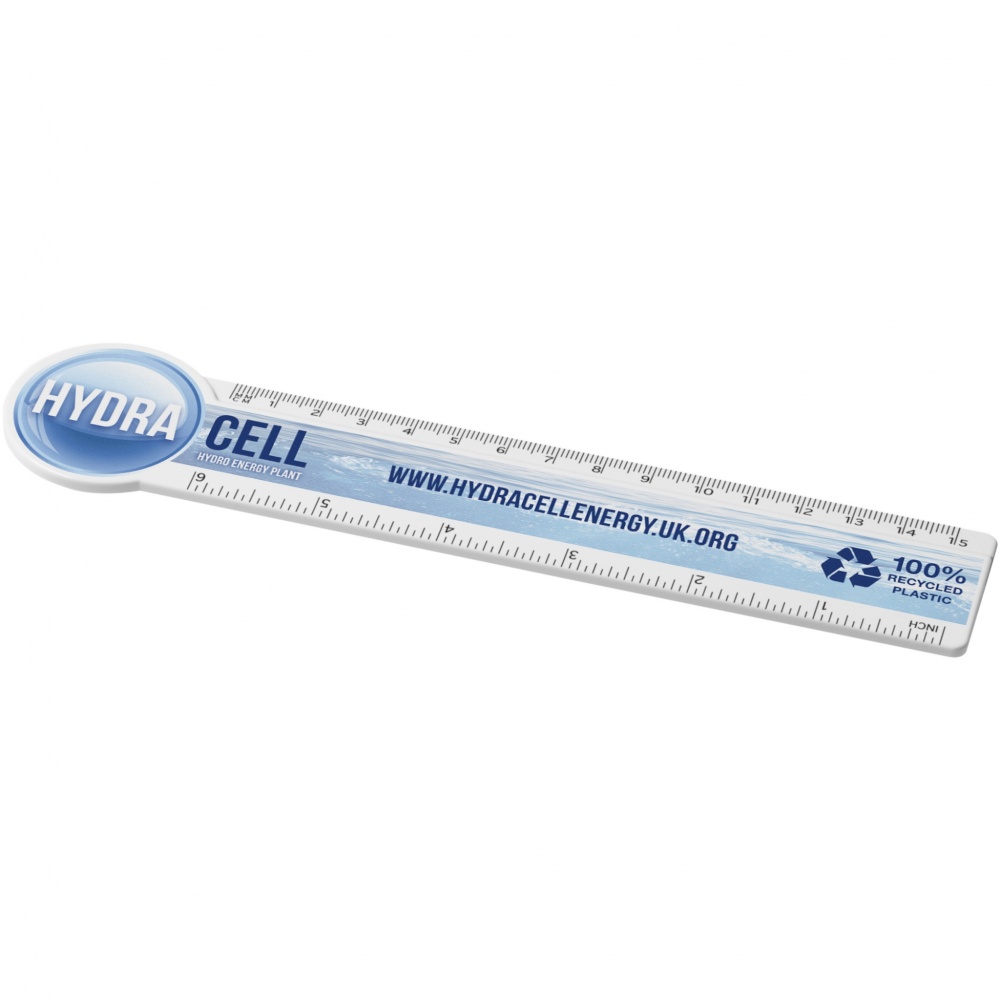Logo trade promotional giveaway photo of: Tait 15 cm circle-shaped recycled plastic ruler 