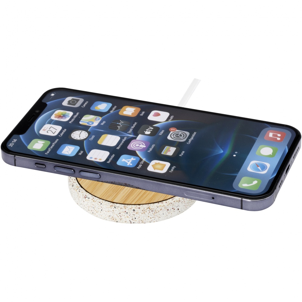 Logo trade promotional products image of: Terrazzo 10W wireless bamboo charging pad