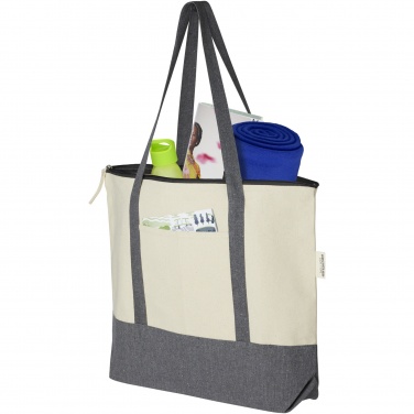 Logotrade corporate gift image of: Repose 320 g/m² recycled cotton zippered tote bag 10L