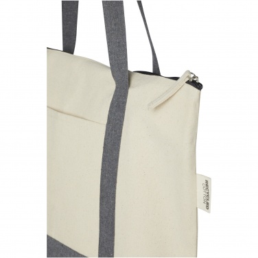 Logo trade corporate gift photo of: Repose 320 g/m² recycled cotton zippered tote bag 10L