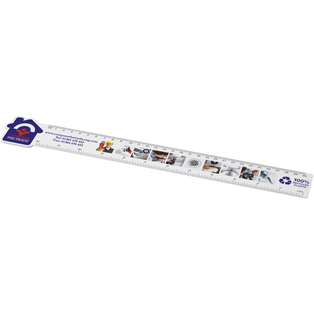 Logo trade promotional giveaways image of: Tait 30cm house-shaped recycled plastic ruler