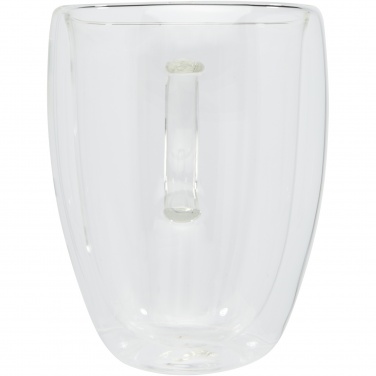 Logotrade advertising product image of: Manti 2-piece 350 ml double-wall glass cup with bamboo coaster 