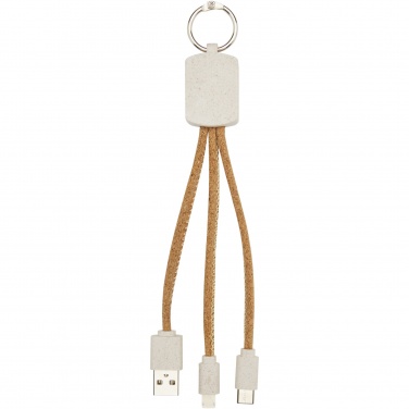 Logo trade advertising products image of: Bates wheat straw and cork 3-in-1 charging cable