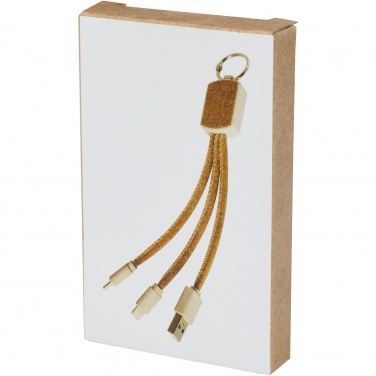 Logo trade promotional items image of: Bates wheat straw and cork 3-in-1 charging cable
