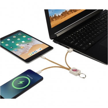 Logotrade promotional merchandise photo of: Bates wheat straw and cork 3-in-1 charging cable