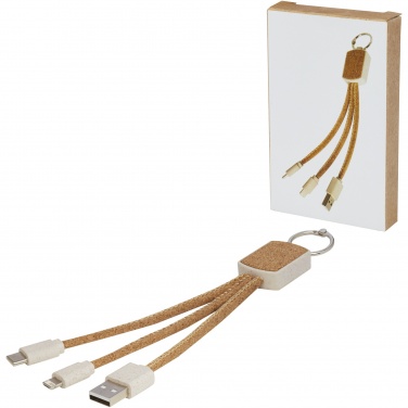 Logo trade advertising products image of: Bates wheat straw and cork 3-in-1 charging cable