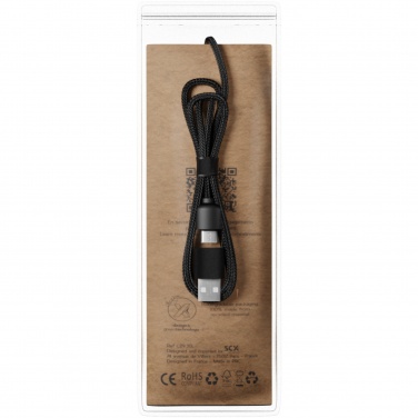 Logo trade business gift photo of: SCX.design C38 5-in-1 rPET light-up logo charging cable with squared wooden casing