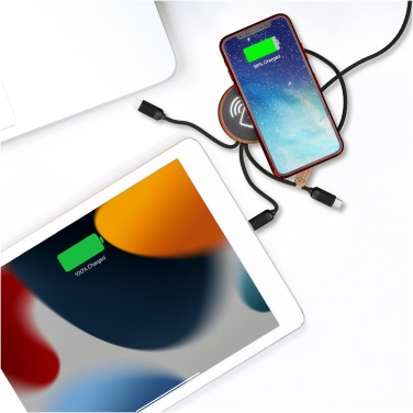 Logo trade promotional product photo of: SCX.design C40 5-in-1 rPET light-up logo charging cable and 10W charging pad
