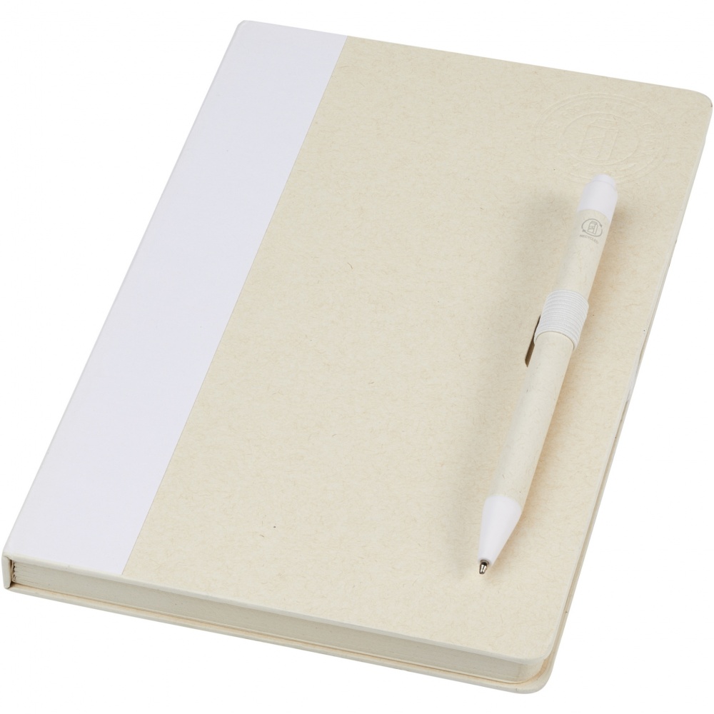 Logo trade promotional gifts picture of: Dairy Dream A5 size reference recycled milk cartons notebook and ballpoint pen set