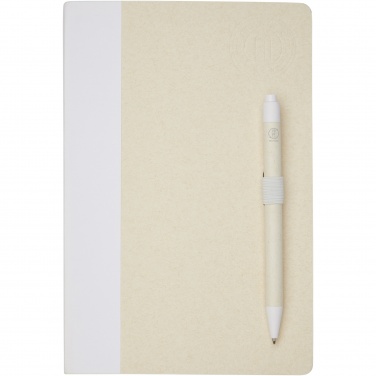 Logo trade promotional giveaways picture of: Dairy Dream A5 size reference recycled milk cartons notebook and ballpoint pen set