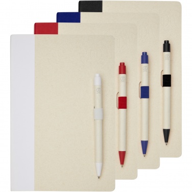 Logo trade promotional merchandise picture of: Dairy Dream A5 size reference recycled milk cartons notebook and ballpoint pen set